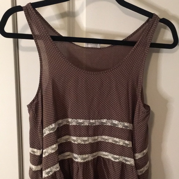 Intimately Free People | Brown & Cream Dots Voile Trapeze Top - Picture 2 of 8
